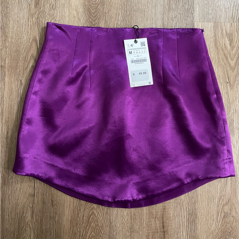 Zara Mini Skirt | Purple Satin Effect